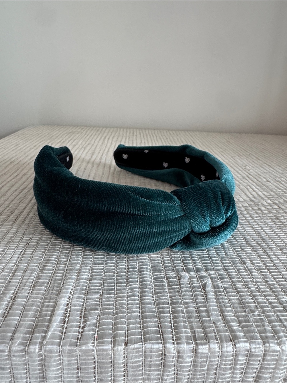 Lele Sadoughi Deep Teal Velvet Knotted Headband